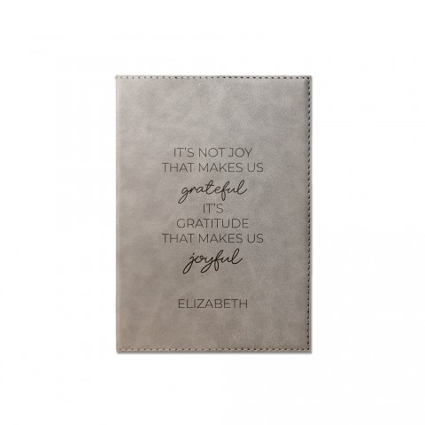 Gratitude Makes Us Joyful Personalized 6 x 8.5 Gray Leather Journal
