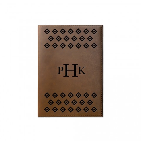 Ikat Diamond Personalized 6 x 8.5 Brown Leather Journal