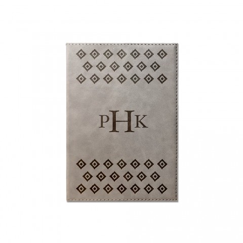 Ikat Diamond Personalized 6 x 8.5 Gray Leather Journal