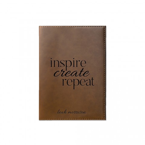 Inspire Create Repeat Personalized 6 x 8.5 Brown Leather Journal