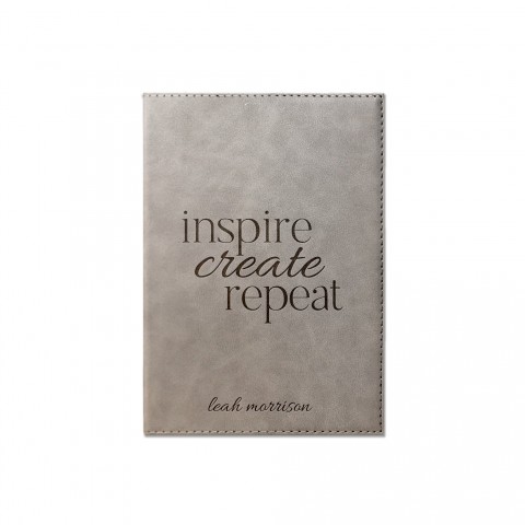 Inspire Create Repeat Personalized 6 x 8.5 Gray Leather Journal