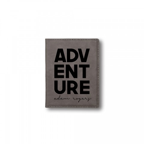 Adventure Personalized 4.5 x 5.5 Gray Leather Passport Holder