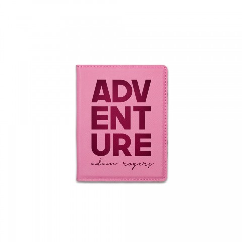 Adventure Personalized 4.5 x 5.5 Pink Leather Passport Holder