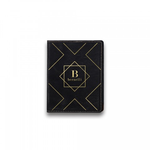 Diamond Geo Monogram Personalized 4.5 x 5.5 Black Leather Passport Holder