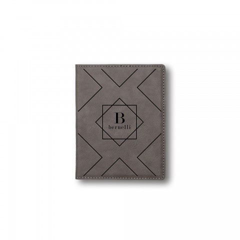 Diamond Geo Monogram Personalized 4.5 x 5.5 Gray Leather Passport Holder
