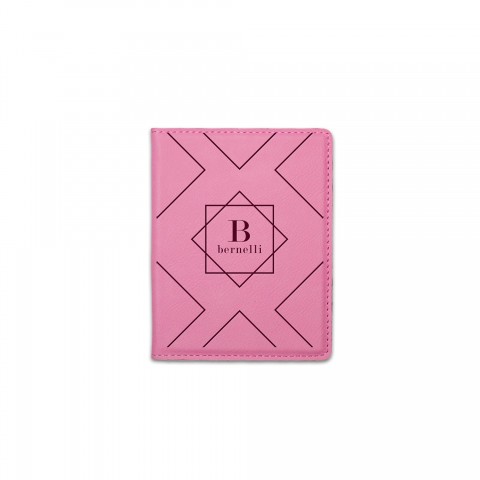 Diamond Geo Monogram Personalized 4.5 x 5.5 Pink Leather Passport Holder