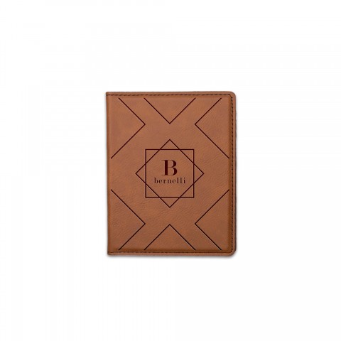 Diamond Geo Monogram Personalized 4.5 x 5.5 Rawhide Leather Passport Holder