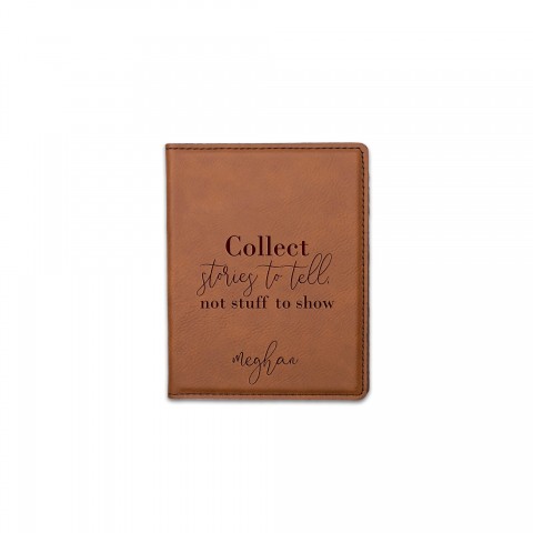 Collect Stories to Tell Personalized 4.5 x 5.5 Rawhide Leather Passport Holder