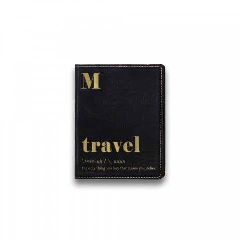 Travel Definition Personalized 4.5 x 5.5 Black Leather Passport Holder