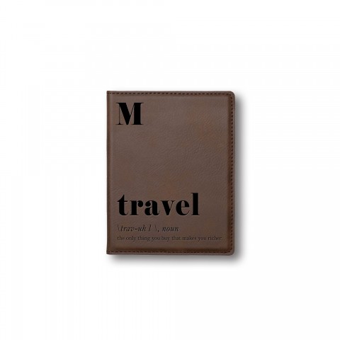 Travel Definition Personalized 4.5 x 5.5 Brown Leather Passport Holder