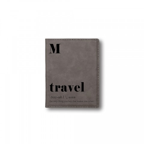 Travel Definition Personalized 4.5 x 5.5 Gray Leather Passport Holder