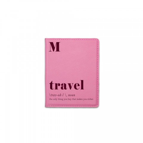 Travel Definition Personalized 4.5 x 5.5 Pink Leather Passport Holder