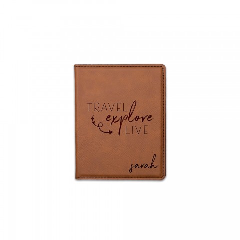 Travel Explore Live Personalized 4.5 x 5.5 Rawhide Leather Passport Holder