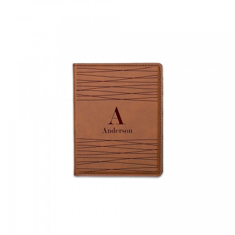 Abstract Stripe Monogram Personalized 4.5 x 5.5 Rawhide Leather Passport Holder