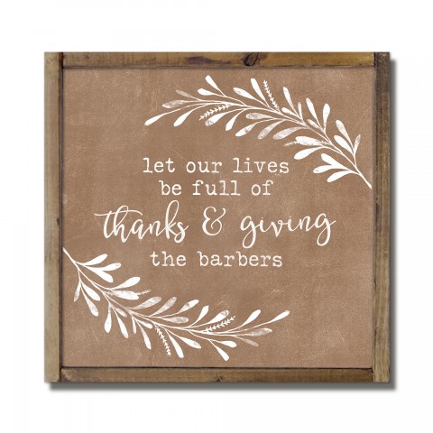 Thanks and Giving Personalized 13.5 x 13.5 Framed Wood Plaque
