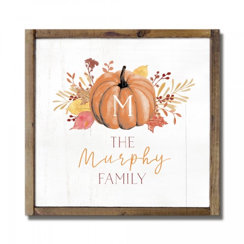 Harvest Family Monogram Personalized 13.5 x 13.5 Framed Wood Plaque