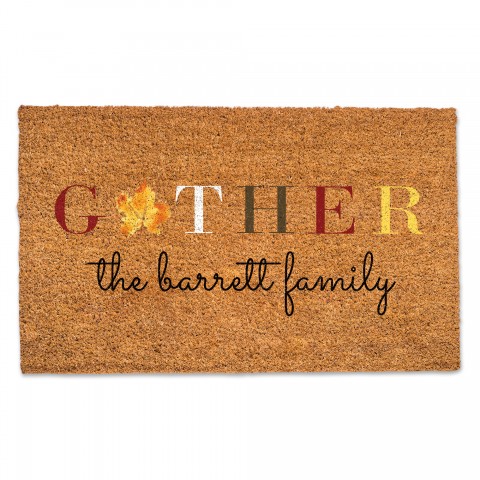 Gather Leaf Personalized 30 x 18 Door Mat
