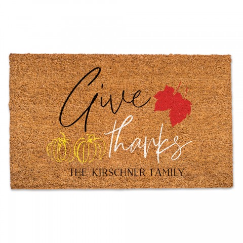 Give Thanks Personalized 30 x 18 Door Mat