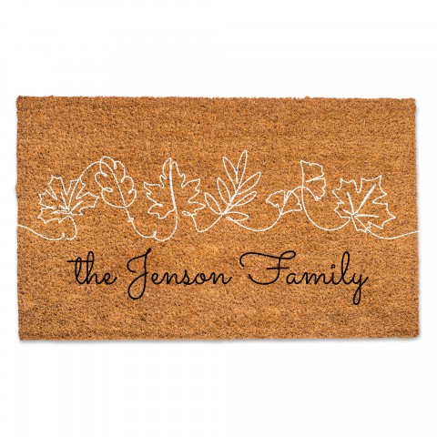 Simple Leaf Sketch Personalized 30 x 18 Door Mat