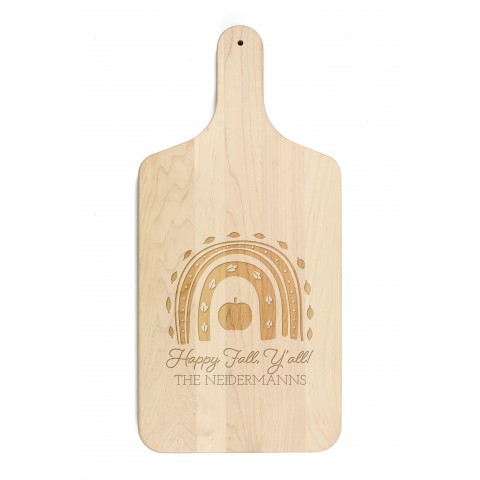Happy Fall Yall Personalized 8 x 17 Maple Paddle Cutting Board