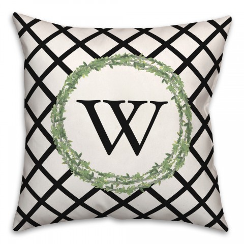 Ivy Wreath Personalized 18 x 18 Indoor / Outdoor Pillow