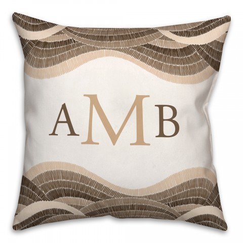 Brown Tile Arches Monogram Personalized 18 x 18 Indoor / Outdoor Pillow