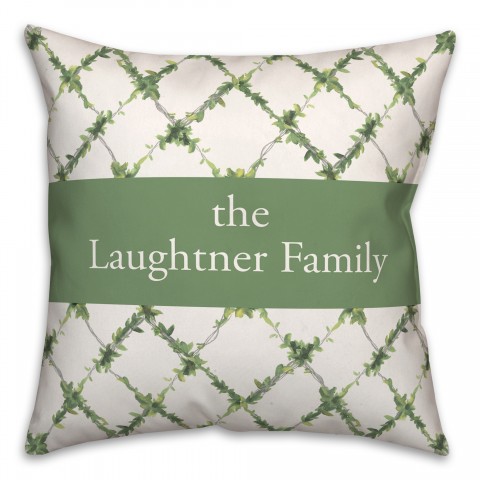 Ivy Lattice Pattern Personalized 18 x 18 Indoor / Outdoor Pillow