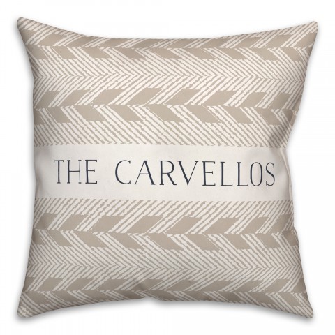 Cream Weave Pattern Personalized 18 x 18 Indoor / Outdoor Pillow