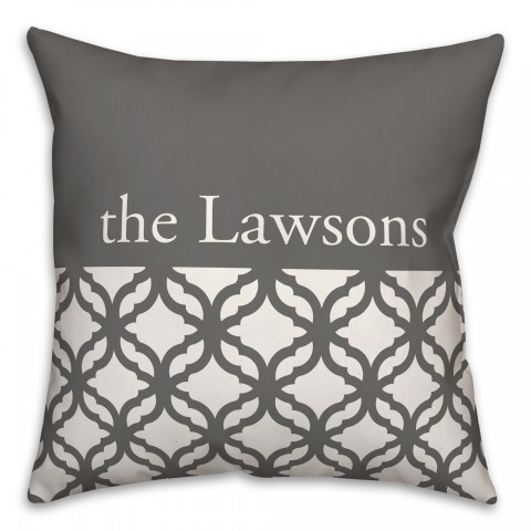 Gray Lattice Half Personalized 18 x 18 Indoor / Outdoor Pillow