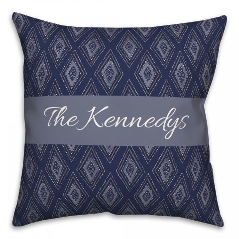 Indigo Boho Pattern Personalized 18 x 18 Indoor / Outdoor Pillow