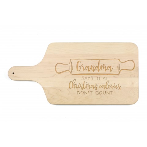Christmas Calories Don't Count Personalized 17 x 8 Maple Paddle Cutting Board