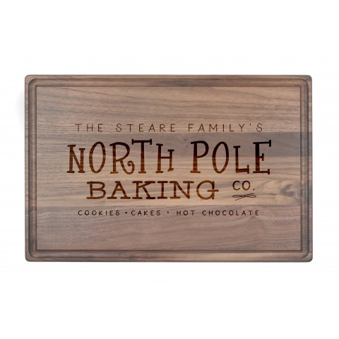 North Pole Baking Co Personalized 17 x 11 Walnut Cutting Board