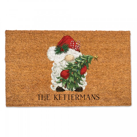Santa Gnome Personalized 30 x 18 Door Mat