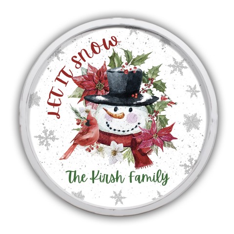 Let it Snowman Personalized 20 x 20 Round White Framed Print