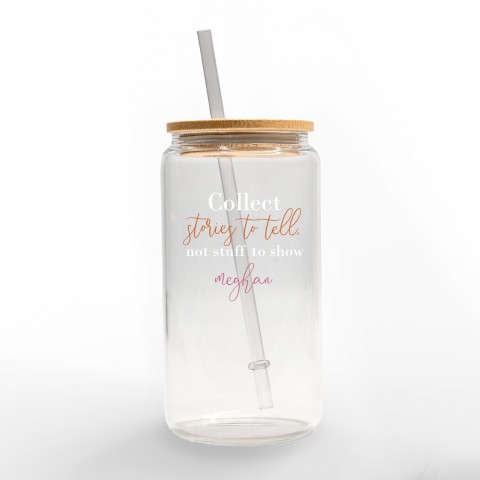 Collect Stories to Tell Personalized 3 x 5.8 Glass Can Cup