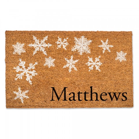 Falling Snowflakes Personalized 30 x 18 Door Mat