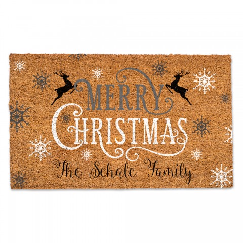 Merry Christmas Deer Personalized 30 x 18 Door Mat