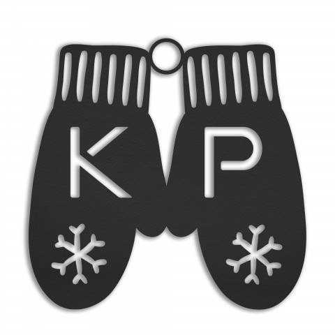 Monogram Mittens Personalized 4 x 4 Metal Ornament
