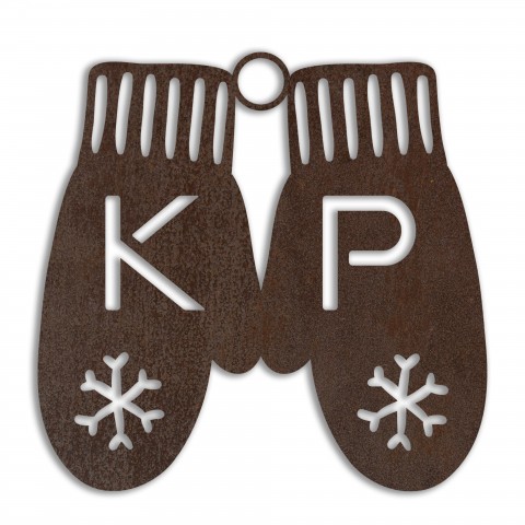 Monogram Mittens Personalized 4 x 4 Copper Metal Ornament