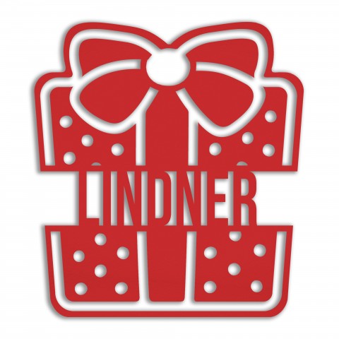 Christmas Present Personalized 4 x 4 Red Metal Ornament
