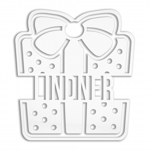 Christmas Present Personalized 4 x 4 White Metal Ornament