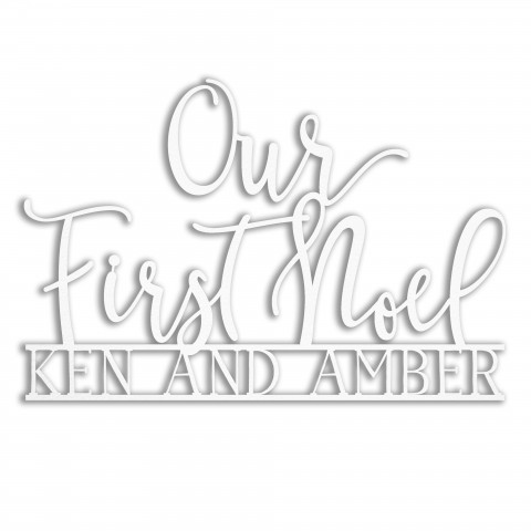 Our First Noel Personalized 4 x 4 White Metal Ornament