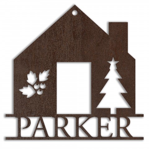 Holiday House Personalized 4 x 4 Copper Metal Ornament