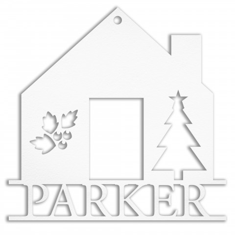 Holiday House Personalized 4 x 4 White Metal Ornament
