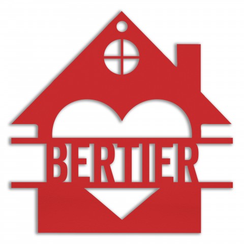 Heart House Personalized 4 x 4 Red Metal Ornament