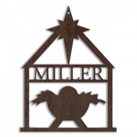 Nativity Scene Personalized 4 x 4 Copper Metal Ornament