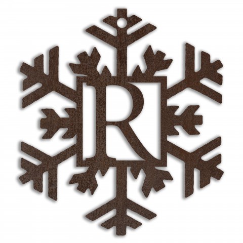 Monogram Snowflake Personalized 4 x 4 Copper Metal Ornament