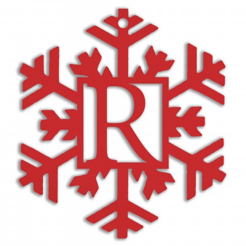 Monogram Snowflake Personalized 4 x 4 Red Metal Ornament