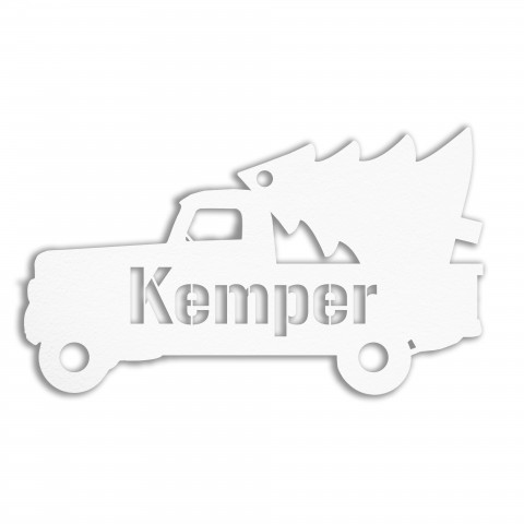 Christmas Truck Personalized 4 x 4 White Metal Ornament