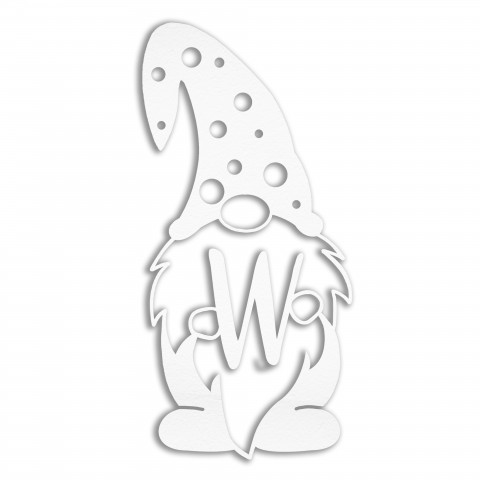 Gnome Monogram Personalized 4 x 4 White Metal Ornament